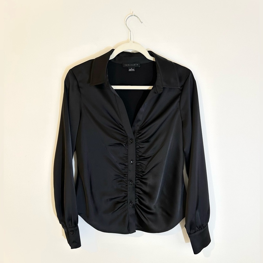 Sanctuary Ruched Satin V-Neck - Picture 1 of 2